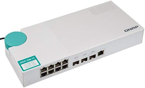 Switch QNAP QSW-308-1C 10GBE, com 3 portas 10G SFP+ e 8 portas Gigabit não gerenciado