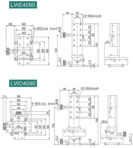 XY Eixo LWY4090 Groova de cauda de cauda manual manual plataforma de engrenagem de engrenagem de ajuste de ajuste de ajuste da mesa de deslizamento 49n 40x90mm