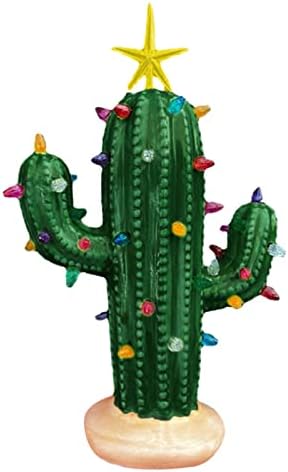 Árvore de Natal de Cactus com luzes de resina iluminada Árvore de Natal Cerâmica Vintage Cacto de Natal Decoração Light