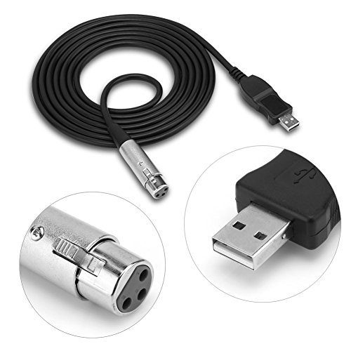 Qiilu USB Cabo de microfone USB para XLR Cabo USB Male para XLR Microfone feminino Mic.