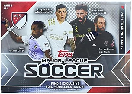 2021 Topps MLS Soccer Blaster Box de pacotes com 4 cartões paralelos exclusivos de papel alumínio
