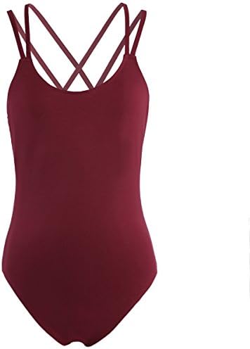 IEFIEL Women Cross Back Ballet Dance Delf Letard Gymnastic Camisole Bodysuit