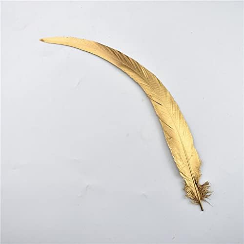 Zamihalaa 100pcs/lote de ralo de prata dourado penas de cauda de cauda para artesanato 12-14 /30-35cm Fedas de galo