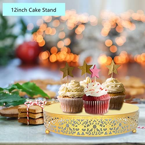 4 PCs Bolo de ouro Stands Stands, Bolo Pedestal Display Tabela Triered Cupcake Suports Candy Fruit Plate Decorating para festa de aniversário