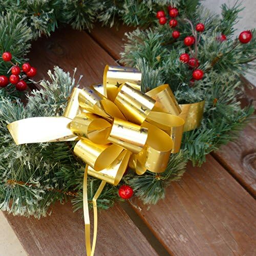 Presente de Natal Pull Bows - 5 de largura, conjunto de 9, vermelho, verde, dourado, listras, redemoinhos, arcos