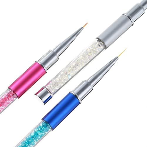 Floyinm Monja 3pcs/conjunto de unhas Arte acrílica Brush Brush Rhinestone Handle Extension Builder Liner Liner Desenho