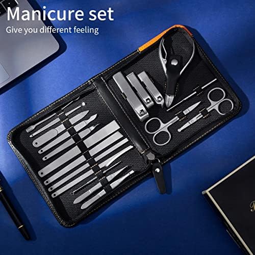 Cysue 19in1 Black Manicure Set Pedicure Pedicure Defines Clipper unhas Aço inoxidável Tesoura de unha encravada