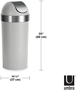Umbra venti swing-top de 16,5 galões de lixo de lixo de cozinha-grande lata de lixo de 35 polegadas de altura para uso interno, externo