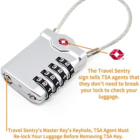 TSA aprovou bloqueios de bagagem de cabo, cadeado combinado de 4 dígitos, para malas, mochilas, armários, estojo,