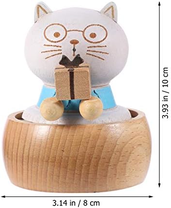 Besportble Cartoon Wooden Music Box Creative Cat With Gift Box Model Modelo Melody Melody Box Desktop Ornament for