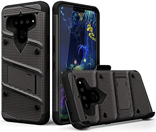 Zizo Bolt Series LG V50 FINIST 5G CASA | Proteção de queda de grau militar com pacote de kickstand inclui coldre de cinto + cordão