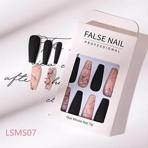 Dicas de pregos falsos longos, prenda de pregos, 24 pcs unhas falsas unhas fosadas de bailarina extra longa dicas de unhas falsas