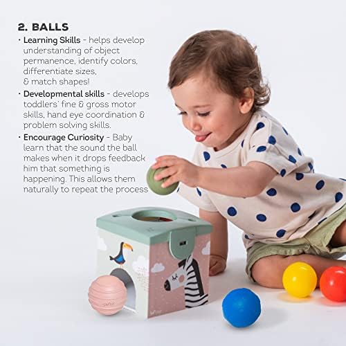 Taf Toys Box Sensory Baby Tissue, caixa de permanência de objetos, brincadeiras imaginárias para bebês e crianças pequenas, brinquedos