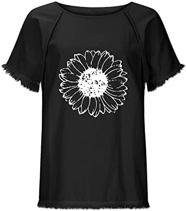 Camisas de tênis Mulheres Summer Summer Womens Short Slave Crew pescoço de pétala floral camiseta estampada top casual