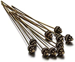 AGCFABS 20pcs 50mm Gold Flower Head Pins para jóias Fazendo contas Diy Ball Pins Aunchas descobertas femininas Acessórios