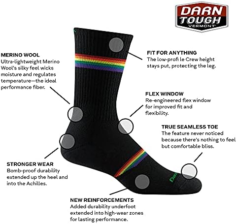 Darn Tough Prism Crew Meia leve com almofada - masculina