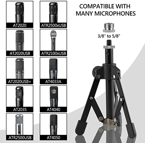 Geekria para criadores Tripod Mic Stand Compatível com Audio-Technica AT2020, AT2020USB, AT2035, AT2050, Microfones ATR2500X,