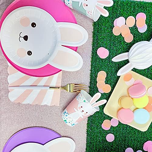 Decorações de festas Bunny Easter Tableware Definir placas de papel descartáveis ​​guardanapos Copas de toalharia de toalhas de mesa