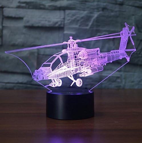 Jinnwell 3D Plano de helicóptero Night Lâmpada leve ilusão Animal Night Luz 7 Cores Alteração do toque Touch Tabel Tabel Lâmpadas de
