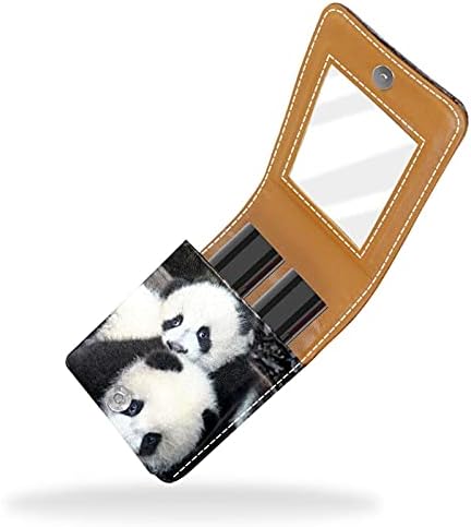 Caixa de batom com espelho panda animal lip brighsher portátil batom caixa de armazenamento de viagem bolsa de maquiagem