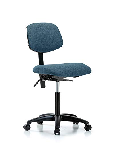 Labtech Seating Lt42479 Cadeira de bancada média, tecido, base de nylon - inclinação, rodízios, azul