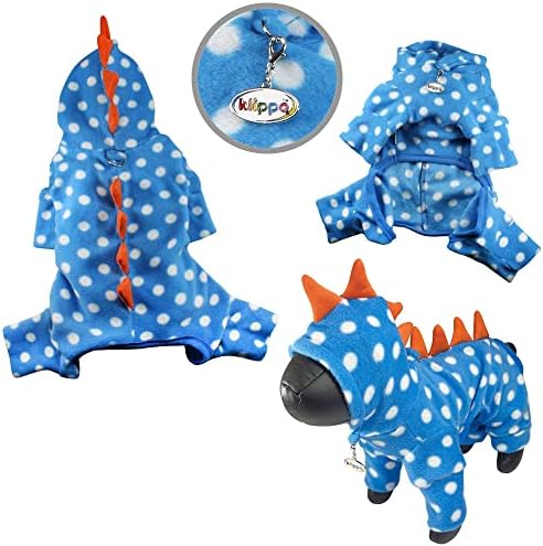 KLIPPO DOG/POPY POLKA DINO DINO FLOECE CAPELED BODYSACT/PAJAMAS/LOUNGE ATHOWATH/CoverAll/Jumper/Romper para raças pequenas