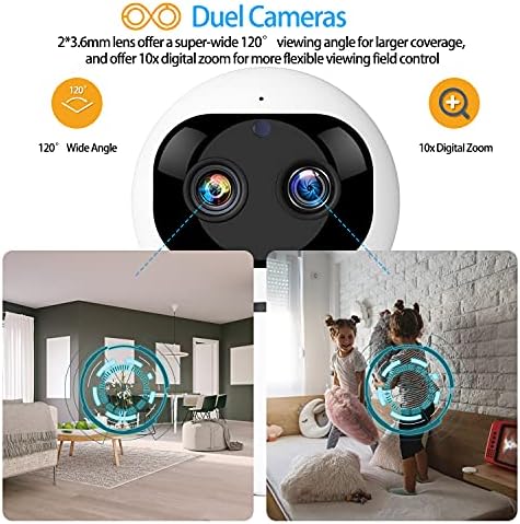 Câmera Wi -Fi Bextgoo, câmeras de segurança 1080p Indoor com lente dupla, pan/inclinação/zoom, câmera IP para Pet/Ancião/Cão/Monitor