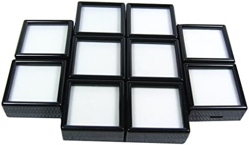 Golbox A 10 PCS Top Gems Gems Display Caixa Black Color White Inserção 1,57x1,57 polegada