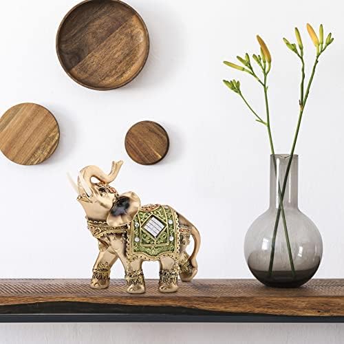 Feng Shui Brass Color Elegante estátua de elefante 5.5 Elefante tailandês com tronco voltado para cima para cima