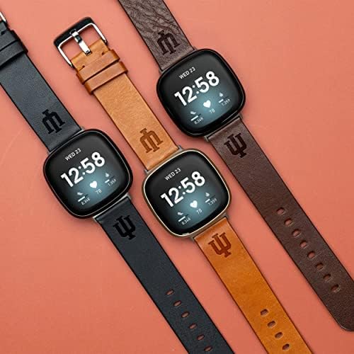 Bandas de afinidade Indiana Hoosiers Premium Leather Watch Band compatível com Fitbit Versa 3 e Sense