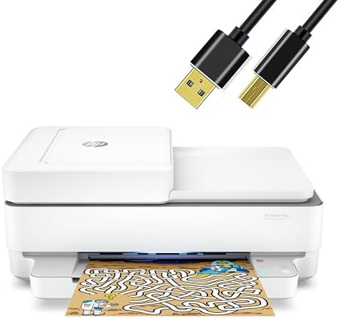 HP Wireless All in One InkJet Printing Mobile Print, Scan & Copy Color Printer com cabo de 6 pés - Uso de casa e escritório
