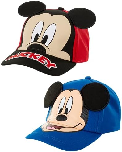 Capace de beisebol do Mickey Mouse dos meninos da Disney - 2 pacote de 2 pacote 3D CHAT CHAT BELE