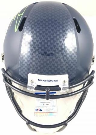 Russell Wilson assinou o capacete de velocidade em tamanho real PSA/DNA autografado Seahawks - Capacetes NFL autografados