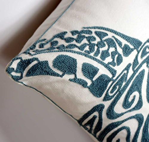 Capa de travesseiro de animais náuticos bordados dedopowous, quadrado 18 polegadas de lona decorativa Capa de travesseiro