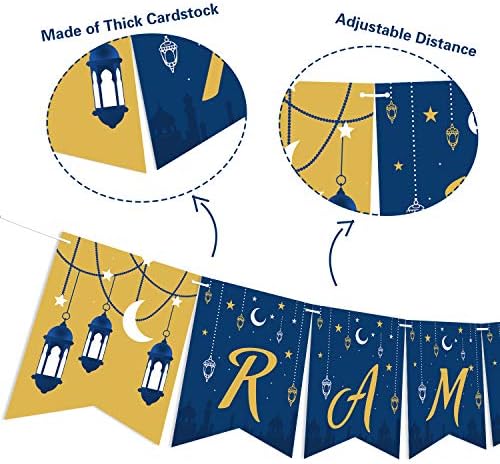 Kitticcino Ramadan Mubarak Banner Feliz Ramadan Decorações de festas Eid Festival Supplies Moon Star Lanterna Garland Ramadan