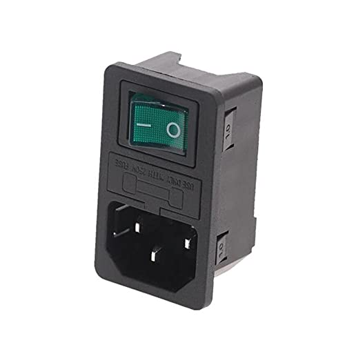 Interruptor de balanço vermelho fundido IEC320 C14 Power Socket Power Switch Connector Plug Connector e Fuse-AC-1-Green