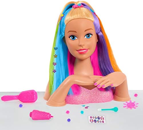 Basta jogar Barbie Rainbow Sparkle Deluxe Styling Head, cabelos loiros