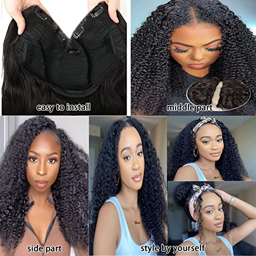Ainmeys 18 polegadas Curly V Parte perucas brasileiras perucas de cabelo humano cacheado para mulheres negras / perucas