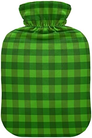 Garrafas de água quente com tampa de saco de água quente verde para alívio da dor, cólicas de época, almofada de aquecimento de