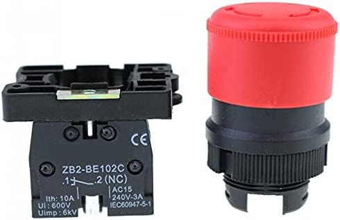 Ganyuu 22mm NC Red Stop Press botão de botão+NC AC660V/10A XB2-BS542