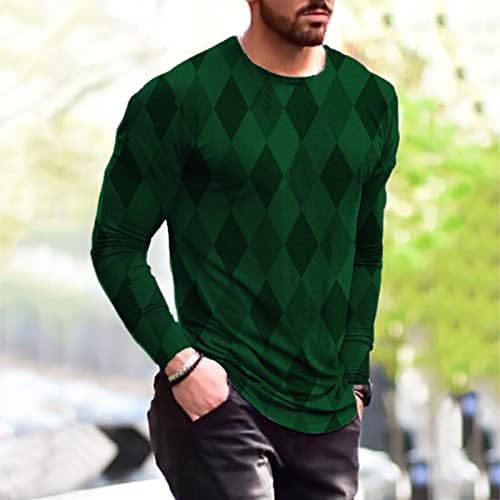 Sorto Zdfer para homens, Casual Casual de Natal 3D Impressão de manga longa Camiseta redonda Camiseta do pescoço Pullover leve novo