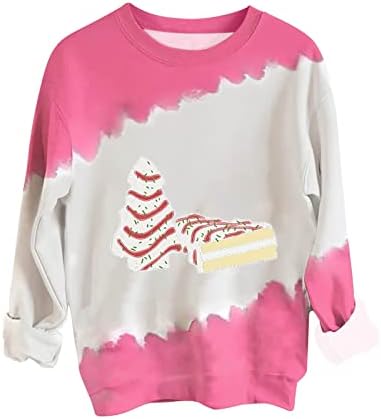 Oh árvore de Natal, camiseta impressa de camiseta feminina Tops Fall Fashion Sweatshirts Cute