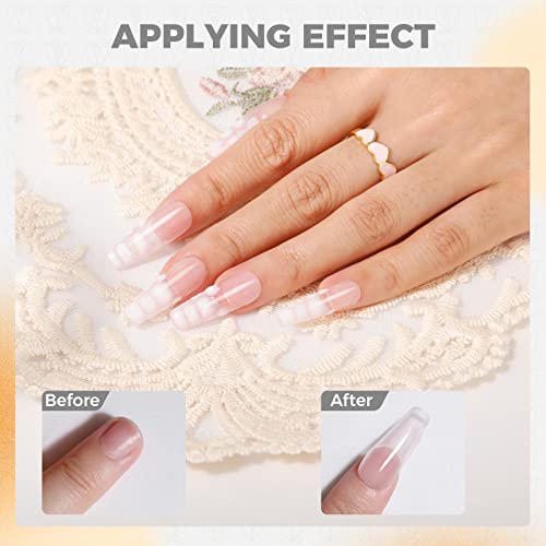 Rosalind Glow no conjunto de unhas de gel escuro Conjunto de unhas com pó de unha acrílica transparente para mulheres, pó de