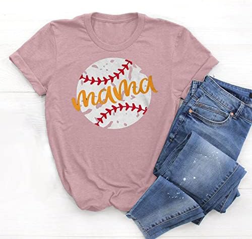 Mama Shirt for Women Baseball Graphic Tee Summer Baseball Casual Basebola Campa de manga curta Tops 2023 Tamas do dia das mães