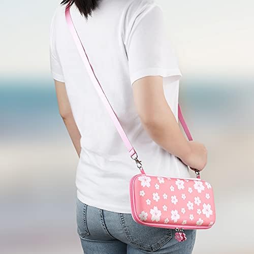 Tscope Cute Cute Caso para Nintendo Switch / OLED, Pink Sakura Proteção portátil Viagem de concha dura Carreira Bolsa de ombro