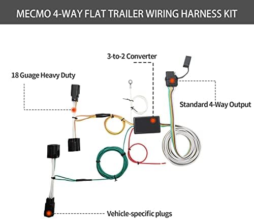 Mecmo Multi-Tow 4 Ways Flat para 7 Ways Blade e 4 Adaptador de Trailer Flat com fiação de trailer de 4 pinos personalizados para