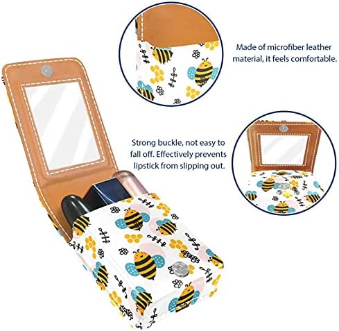 Caixa de batom com espelho fofo de desenho animado padrão lip brilho labial portátil bipick storage box de viagem bolsa de maquiagem