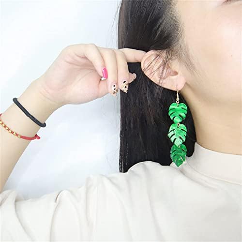 Brincos de folha de palmeira verde Brincos para mulheres Meninas resina leve Tropical Green Plant Charms Drop Fish