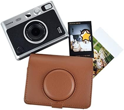 Rieibi Instax Mini Evo Caso - Case de proteção de couro PU vintage para Fuji Instax Mini Evo Instant Camera - Caso removível