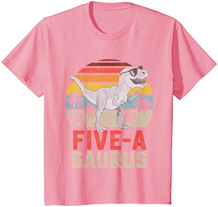 Crianças de 5 anos de dinossauro 5º T Rex Dino Five Saurus T-Shirt